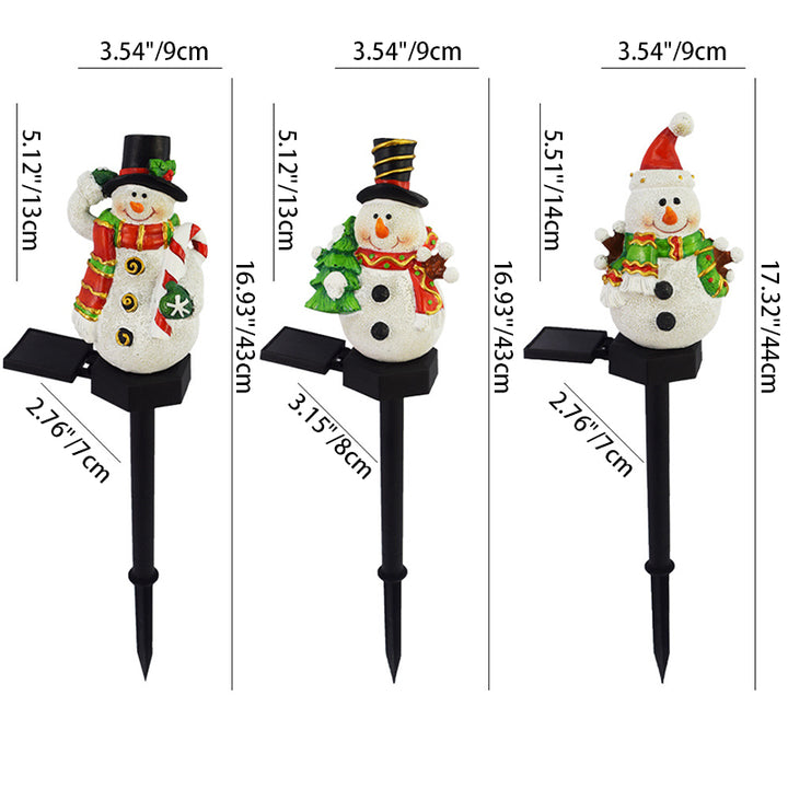 Zeitgenössische kreative Weihnachts-Resin-Schneemann-LED-Solar-Dekoration Bodenstecker Landschaftslicht für den Garten 