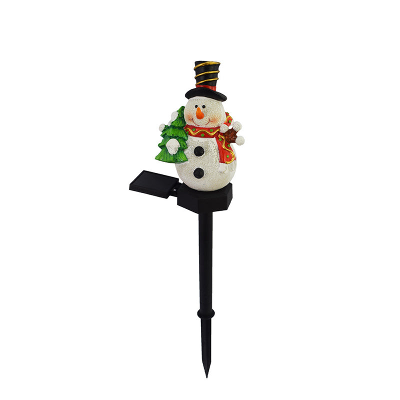 Décoration de Noël contemporaine créative en résine de bonhomme de neige avec lumière solaire LED pour jardin 