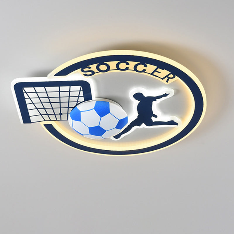 Zeitgenössische nordische Fußball Eisen Acryl Runde LED Deckenleuchte für Wohnzimmer 