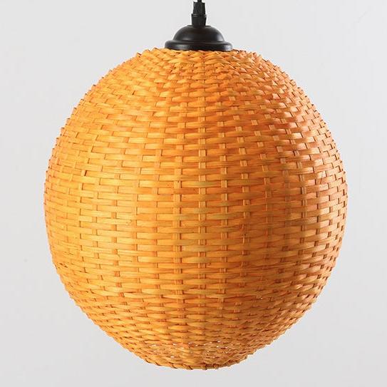 Zeitgenössische Retro Bambus Webkugel Schirm Bogenrahmen 1/2/3-Licht Stehende Stehlampe für Esszimmer 