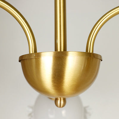 Chandelier contemporain de luxe en cuivre avec abat-jour en verre fleur à 3 lumières pour salon 