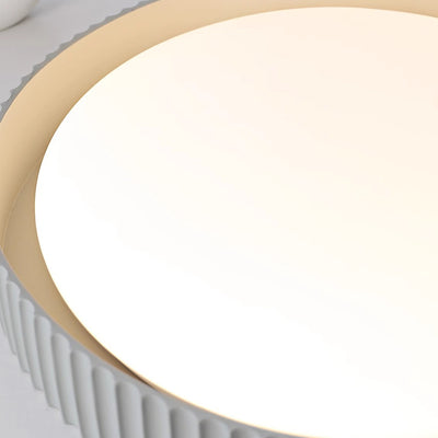 Contemporary Scandinavian Macaron Resin Acrylic Geometric Circle LED Flush Mount Ceiling Light For Bedroom