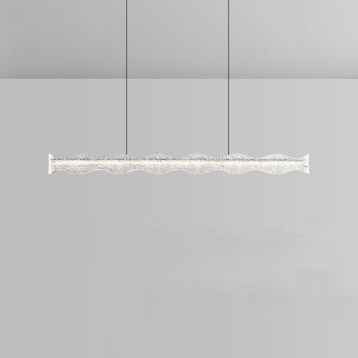 Modern Luxury Aluminum Resin Long Wave Strip LED Island Light Pendant Light For Dining Room