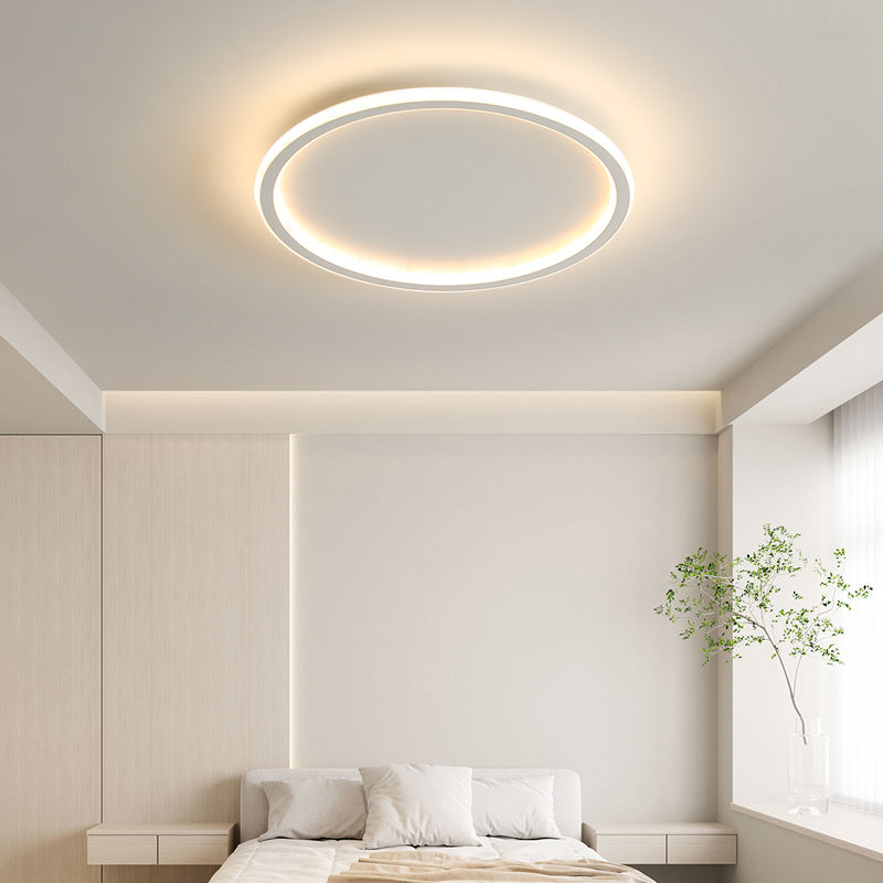 Modern Minimalist Iron Silicone Round LED Flush Mount Ceiling Light For Bedroom