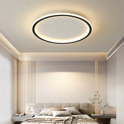 Modern Minimalist Iron Silicone Round LED Flush Mount Ceiling Light For Bedroom