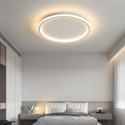 Modern Minimalist Iron Silicone Round LED Flush Mount Ceiling Light For Bedroom