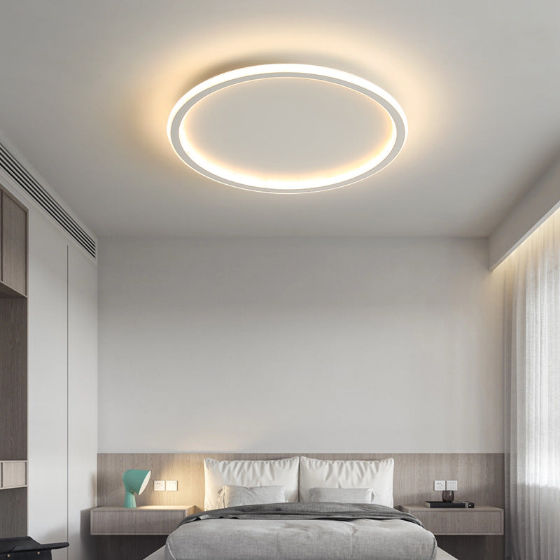 Modern Minimalist Iron Silicone Round LED Flush Mount Ceiling Light For Bedroom