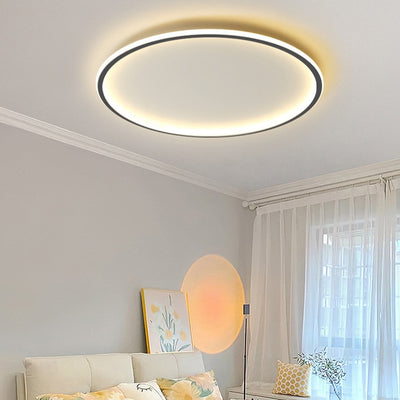 Modern Minimalist Iron Silicone Round LED Flush Mount Ceiling Light For Bedroom