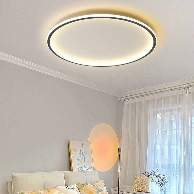 Modern Minimalist Iron Silicone Round LED Flush Mount Ceiling Light For Bedroom