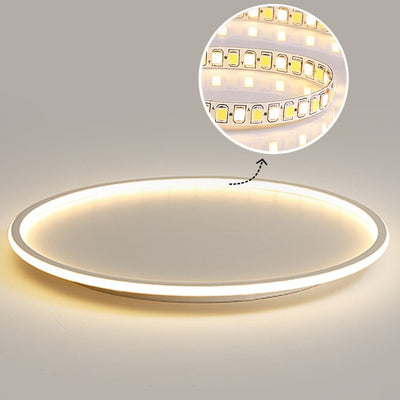 Modern Minimalist Iron Silicone Round LED Flush Mount Ceiling Light For Bedroom