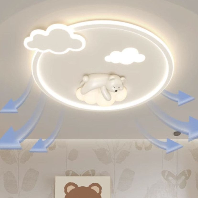 Contemporary Nordic Iron Aluminum Bear Round LED Flush Mount Ceiling Light For Bedroom