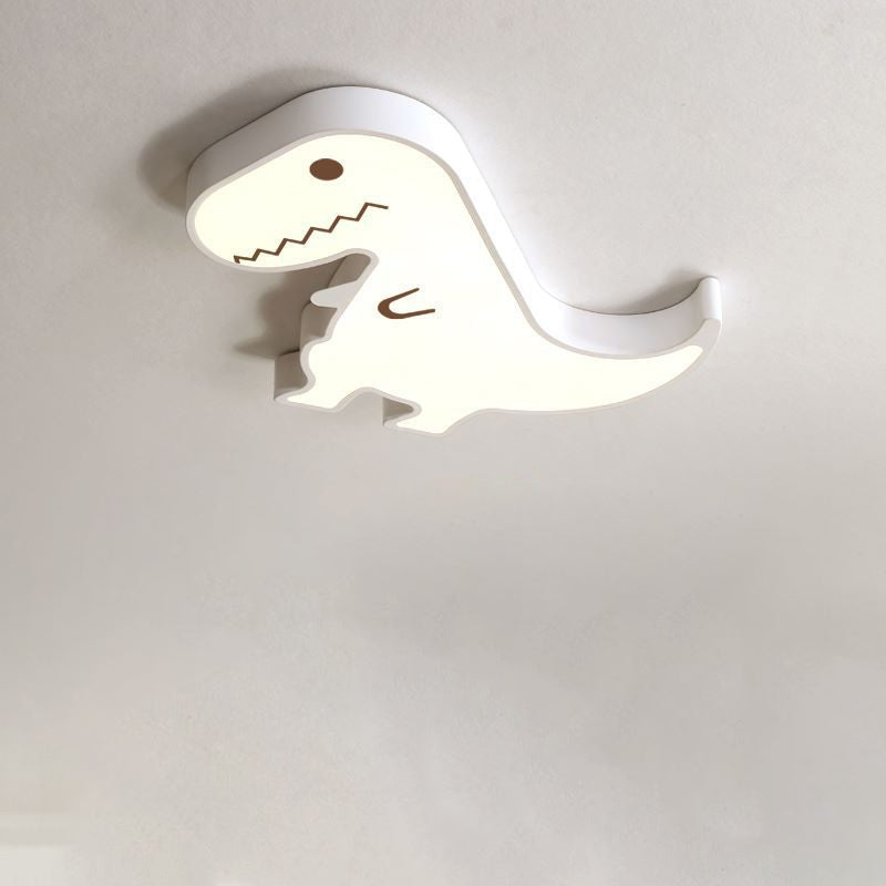 Luz de techo LED montada al ras con pantalla de dinosaurio de hardware ABS creativo contemporáneo para dormitorio 