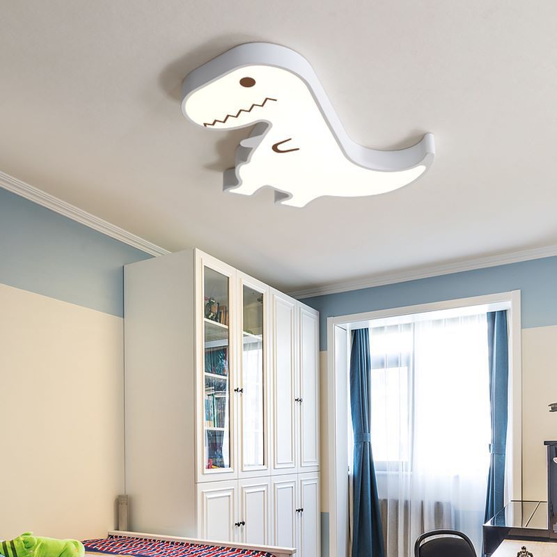 Luz de techo LED montada al ras con pantalla de dinosaurio de hardware ABS creativo contemporáneo para dormitorio 