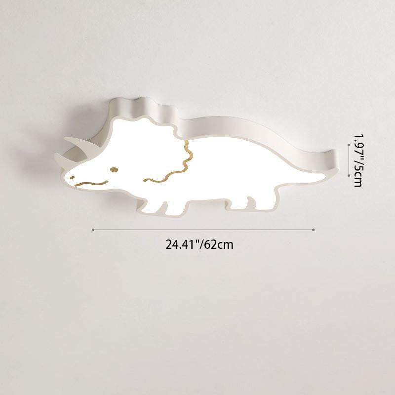 Luz de techo LED montada al ras con pantalla de dinosaurio de hardware ABS creativo contemporáneo para dormitorio 