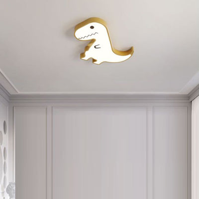 Luz de techo LED montada al ras con pantalla de dinosaurio de hardware ABS creativo contemporáneo para dormitorio 