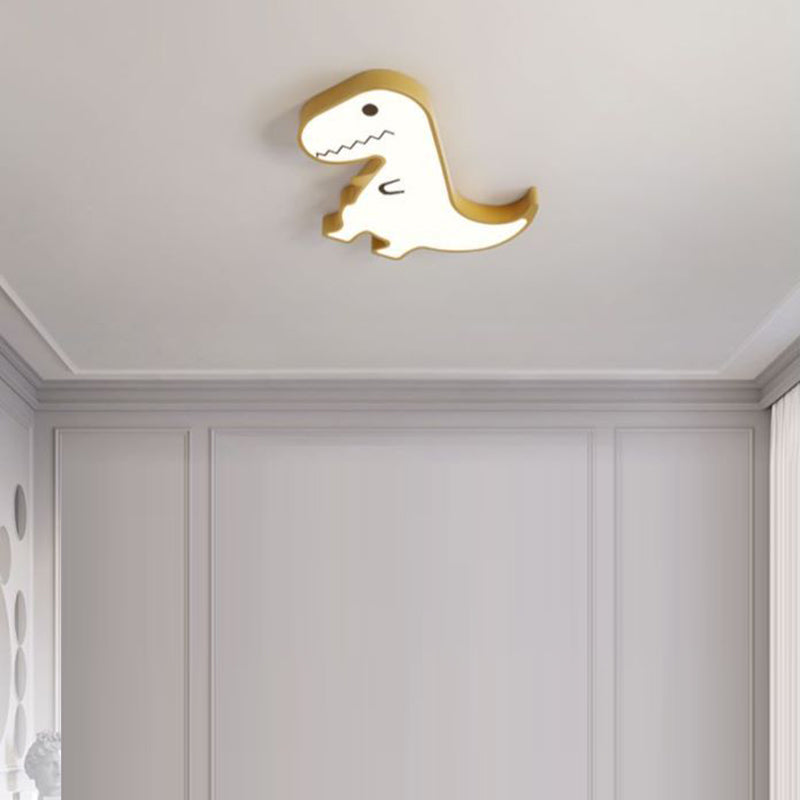 Luz de techo LED montada al ras con pantalla de dinosaurio de hardware ABS creativo contemporáneo para dormitorio 
