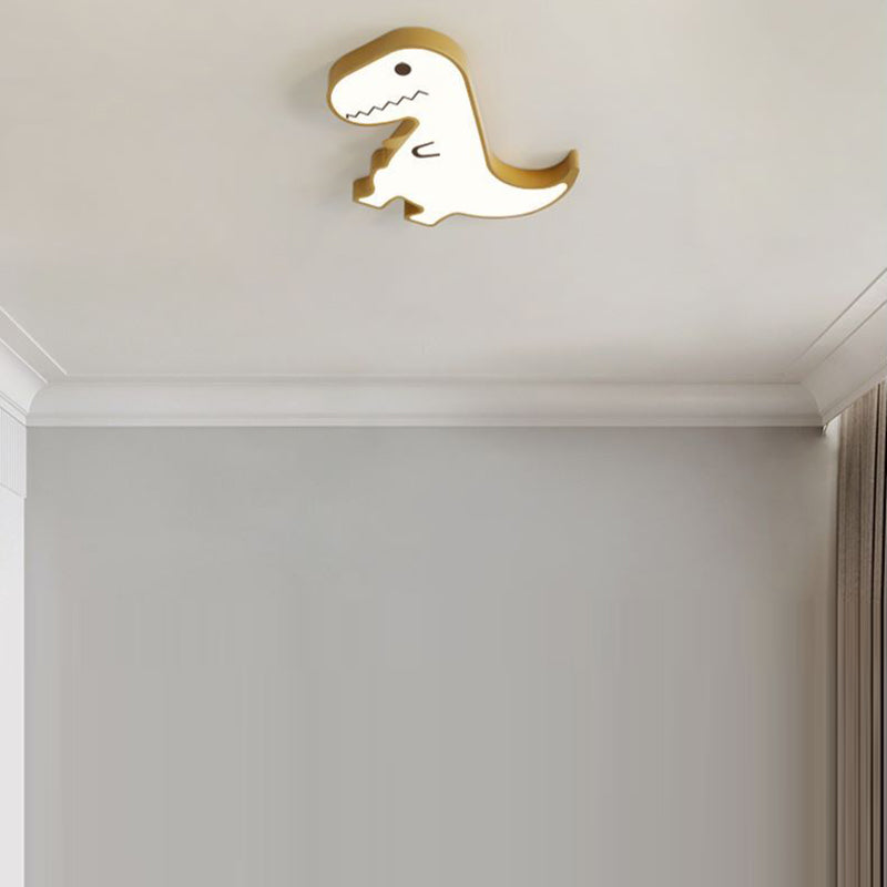 Luz de techo LED montada al ras con pantalla de dinosaurio de hardware ABS creativo contemporáneo para dormitorio 