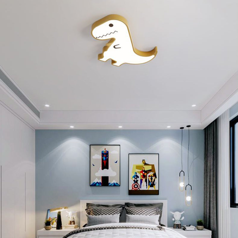 Luz de techo LED montada al ras con pantalla de dinosaurio de hardware ABS creativo contemporáneo para dormitorio 