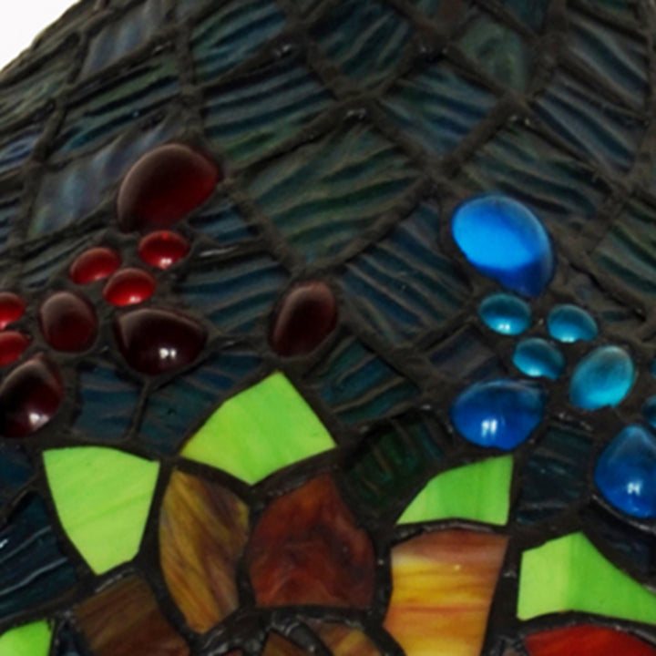 Lámpara de araña de 2 luces con pantalla de vidrio teñido de flor de rosa y mariposa Tiffany tradicional para sala de estar 