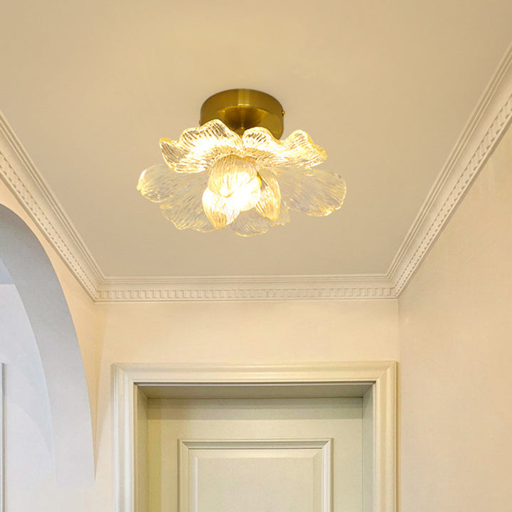 Luz de techo semiempotrada de 1 luz con pantalla floral de resina vintage tradicional para sala de estar 
