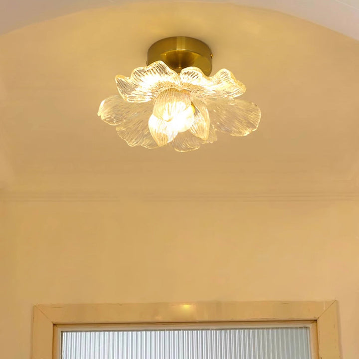 Luz de techo semiempotrada de 1 luz con pantalla floral de resina vintage tradicional para sala de estar 