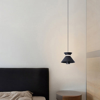 Zeitgenössische nordische Eisen-Aluminium-geometrische halbkonische LED-hebebare Pendelleuchte für das Schlafzimmer 