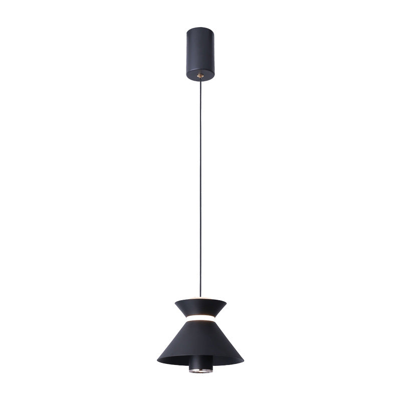 Zeitgenössische nordische Eisen-Aluminium-geometrische halbkonische LED-hebebare Pendelleuchte für das Schlafzimmer 