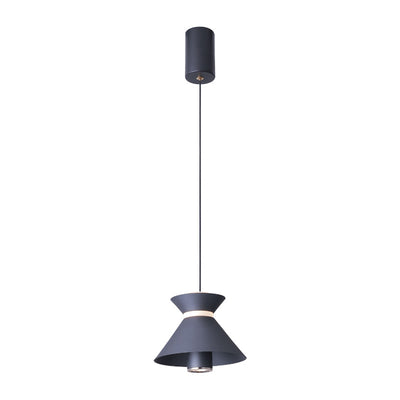 Zeitgenössische nordische Eisen-Aluminium-geometrische halbkonische LED-hebebare Pendelleuchte für das Schlafzimmer 