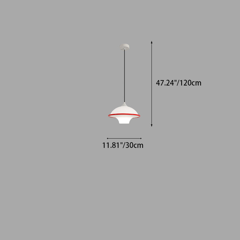 Zeitgenössische nordische Eisen-Glas-Fliegende-Untertasse-Schirm LED Pendelleuchte für das Schlafzimmer 