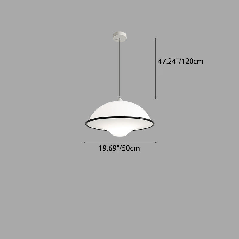 Zeitgenössische nordische Eisen-Glas-Fliegende-Untertasse-Schirm LED Pendelleuchte für das Schlafzimmer 