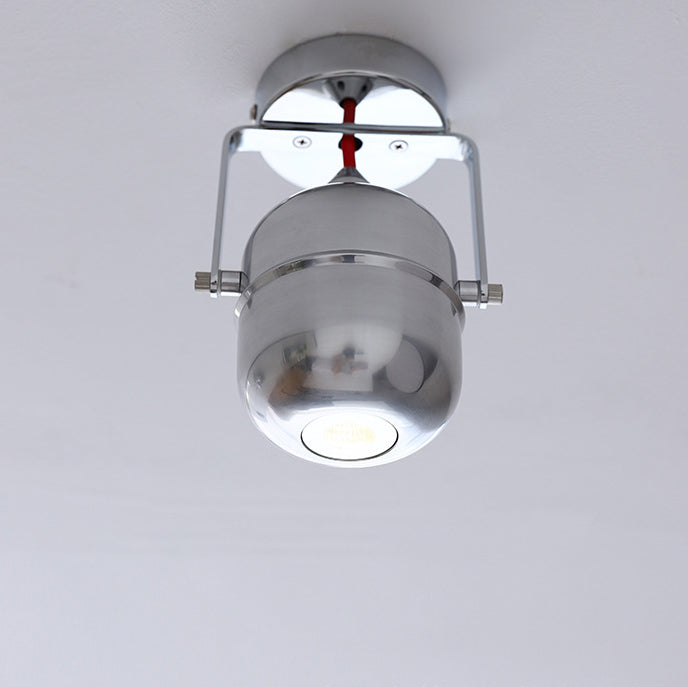Modern Minimalist Iron Cylinder 1-Light Adjustable Spotlight Semi-Flush Mount Ceiling Light For Living Room