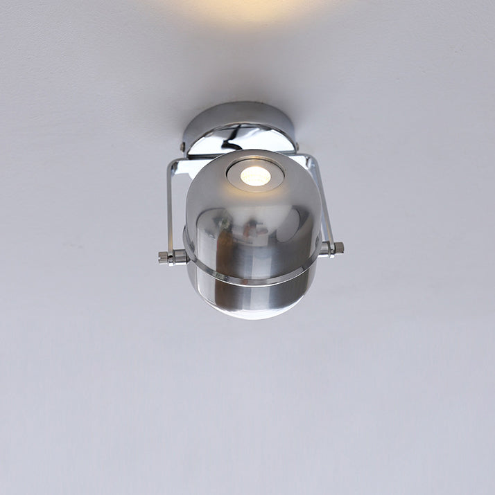 Modern Minimalist Iron Cylinder 1-Light Adjustable Spotlight Semi-Flush Mount Ceiling Light For Living Room