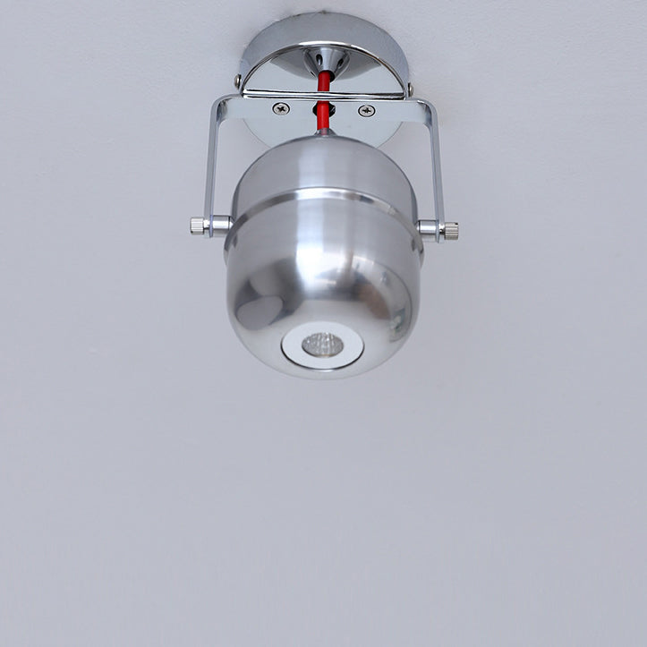 Modern Minimalist Iron Cylinder 1-Light Adjustable Spotlight Semi-Flush Mount Ceiling Light For Living Room