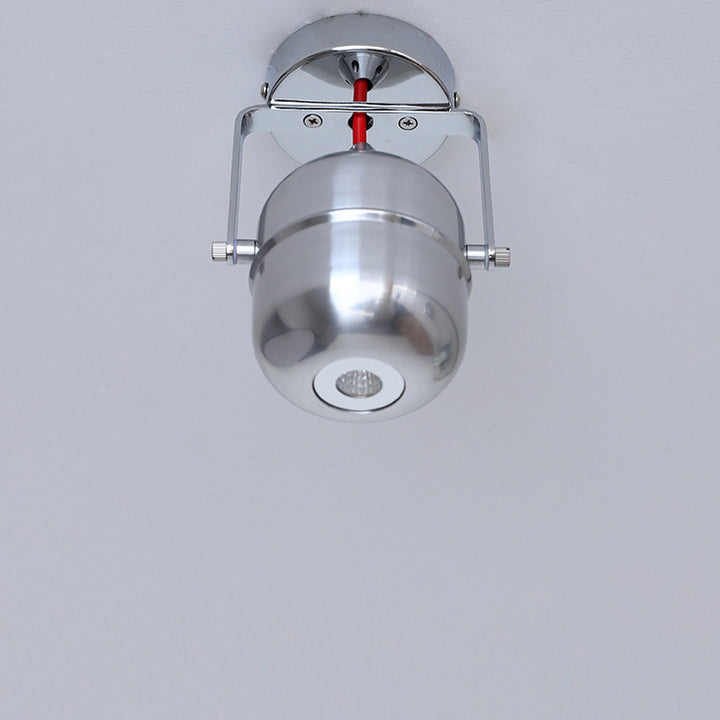 Modern Minimalist Iron Cylinder 1-Light Adjustable Spotlight Semi-Flush Mount Ceiling Light For Living Room