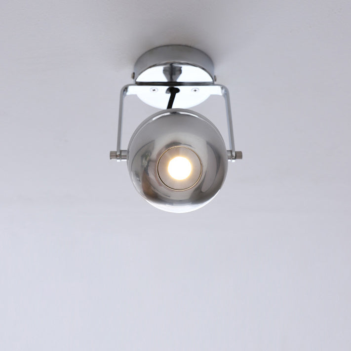 Modern Minimalist Iron Cylinder 1-Light Adjustable Spotlight Semi-Flush Mount Ceiling Light For Living Room