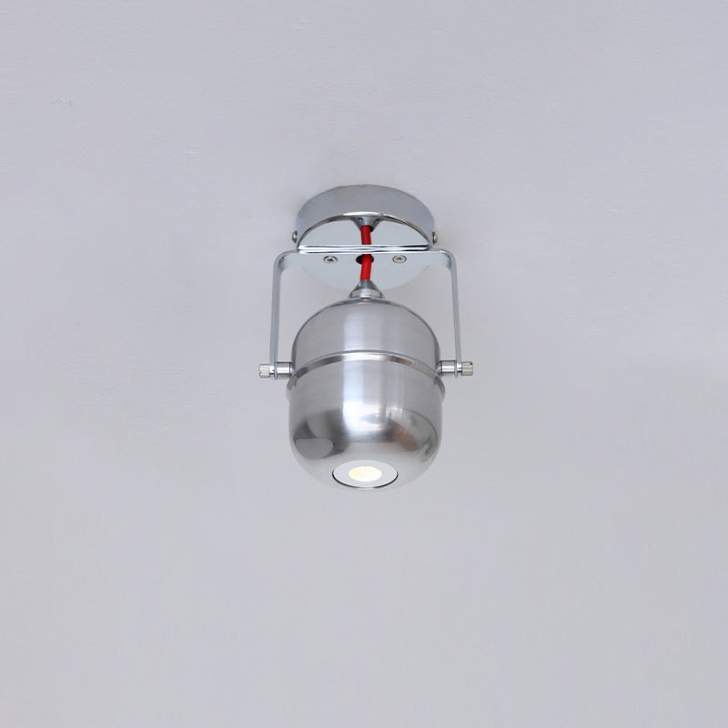 Modern Minimalist Iron Cylinder 1-Light Adjustable Spotlight Semi-Flush Mount Ceiling Light For Living Room