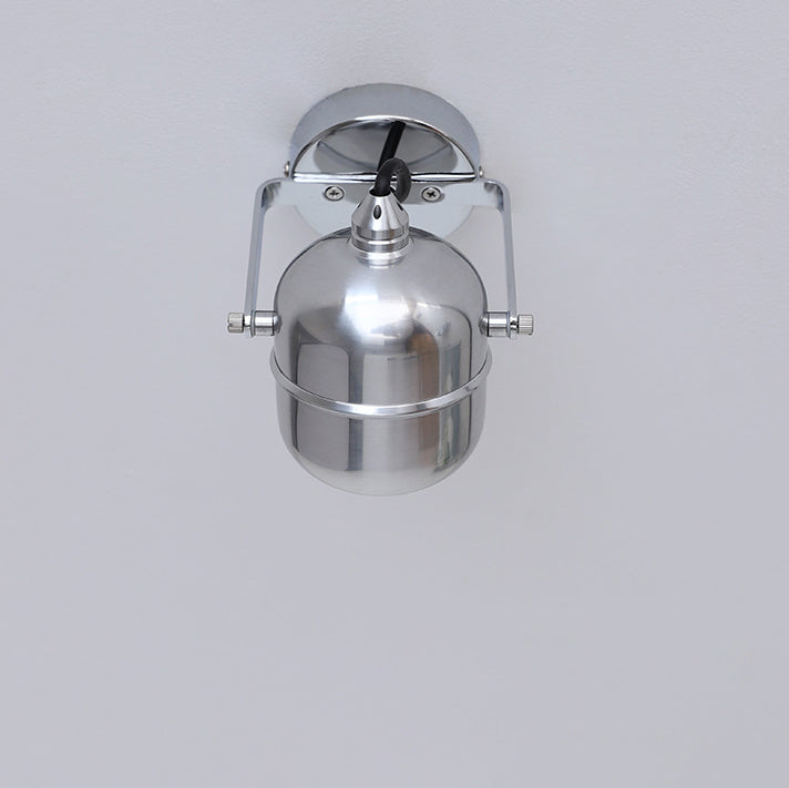 Modern Minimalist Iron Cylinder 1-Light Adjustable Spotlight Semi-Flush Mount Ceiling Light For Living Room