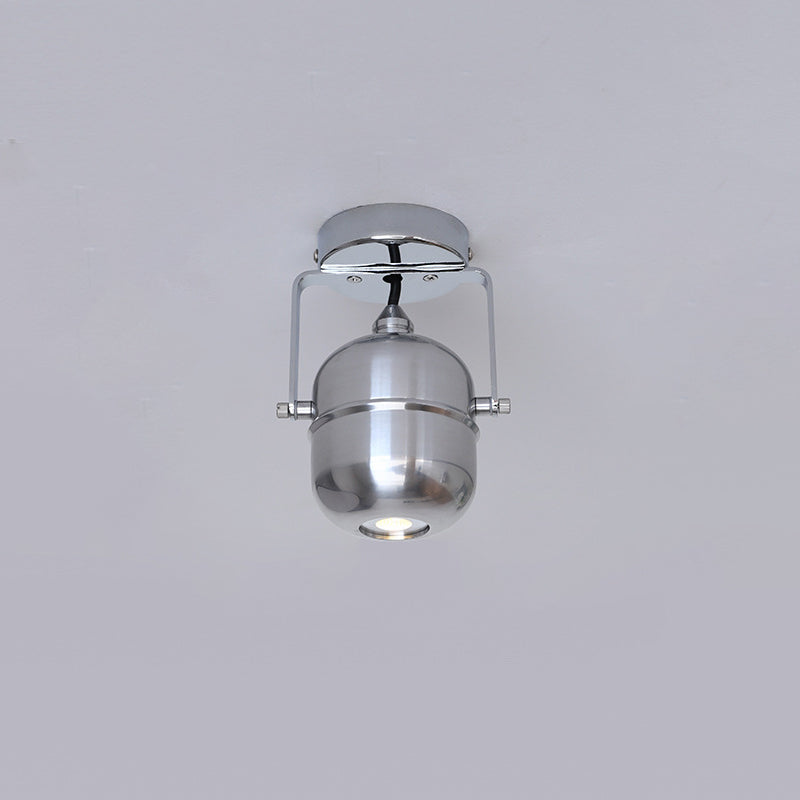 Modern Minimalist Iron Cylinder 1-Light Adjustable Spotlight Semi-Flush Mount Ceiling Light For Living Room