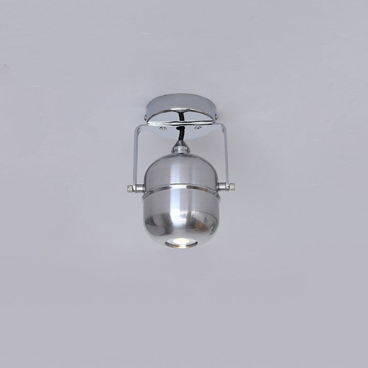 Modern Minimalist Iron Cylinder 1-Light Adjustable Spotlight Semi-Flush Mount Ceiling Light For Living Room