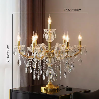 Lustre de table moderne en verre à sept lumières avec abat-jour en tissu plissé de luxe pour la maison et le bureau 