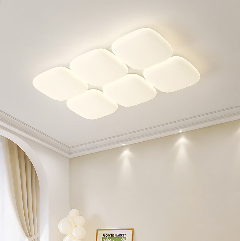 Modern Minimalist Iron PE Geometric Square LED Flush Mount Ceiling Light For Living Room