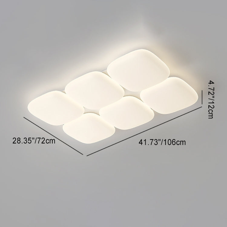 Modern Minimalist Iron PE Geometric Square LED Flush Mount Ceiling Light For Living Room