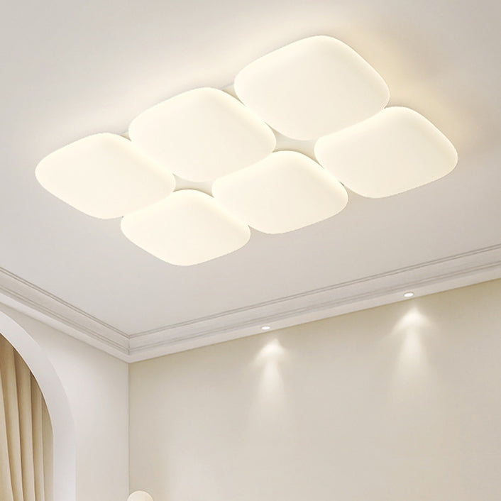 Modern Minimalist Iron PE Geometric Square LED Flush Mount Ceiling Light For Living Room