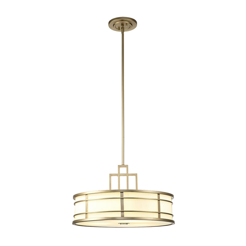 Moderner Luxus Geometrische Trommel Messing Finish Geriffelte Glasschirm 3-Licht Kronleuchter Für Wohnzimmer 
