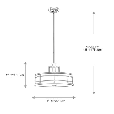 Moderner Luxus Geometrische Trommel Messing Finish Geriffelte Glasschirm 3-Licht Kronleuchter Für Wohnzimmer 
