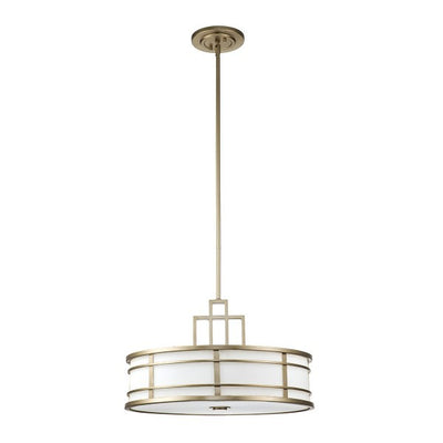 Moderner Luxus Geometrische Trommel Messing Finish Geriffelte Glasschirm 3-Licht Kronleuchter Für Wohnzimmer 