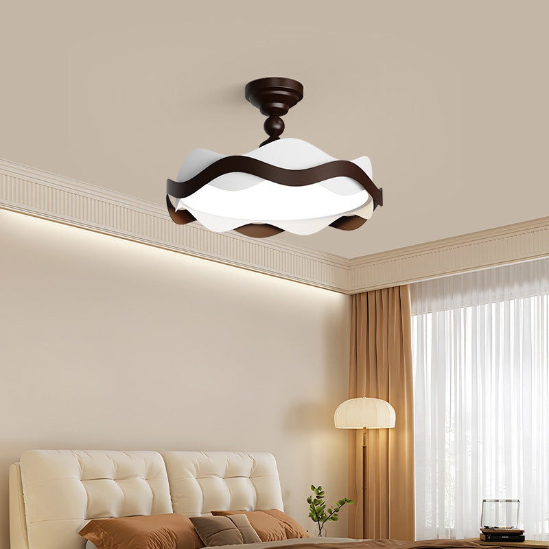 Plafonnier à LED semi-encastré à grain de bois imitation fer nordique contemporain ondulé pour chambre 