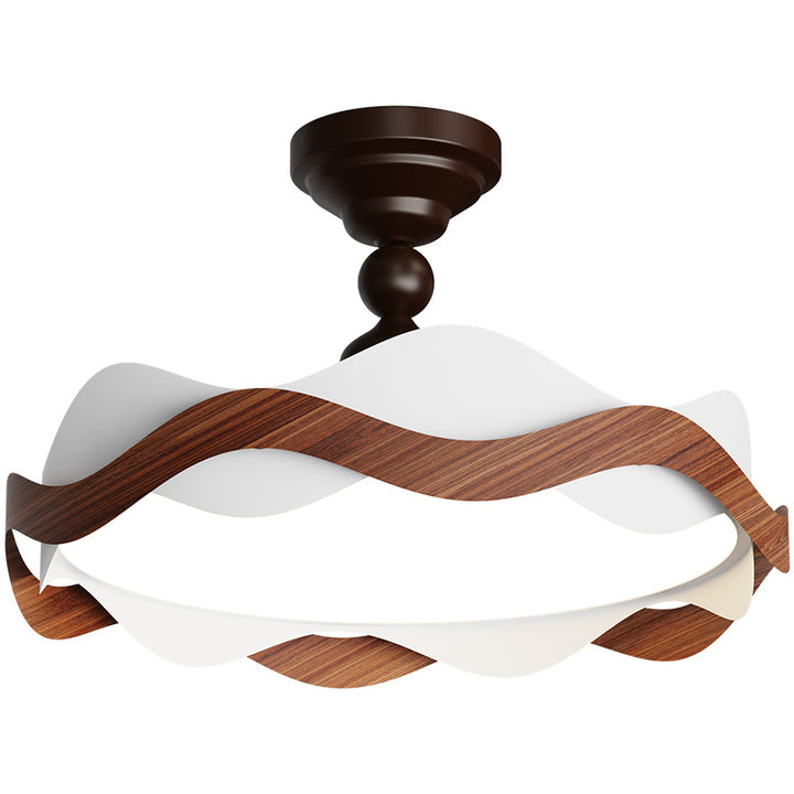 Plafonnier à LED semi-encastré à grain de bois imitation fer nordique contemporain ondulé pour chambre 
