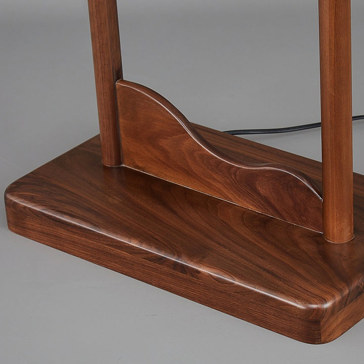 Lampe de table 1 lumière avec abat-jour rond en verre et cadre en bois massif chinois traditionnel pour maison et bureau 