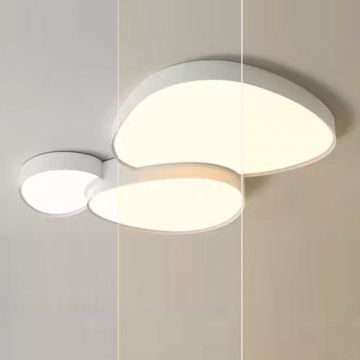 Moderne schlichte LED-Deckenleuchte aus Acryl und Eisen in Kieselstein-Optik für das Wohnzimmer 